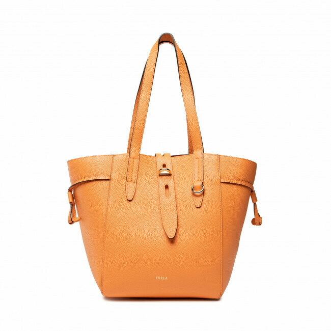 FURLA　トートバッグ　BZT0FUA-HSF000-1275S　 NET M TOTE フルラ ネット エムトートNET　 Mサイズ SUNSET サンセット オレンジ　ハンドバッグ ショルダー　ブラック ブランドロゴ レザー 並行輸入品　通勤　通学