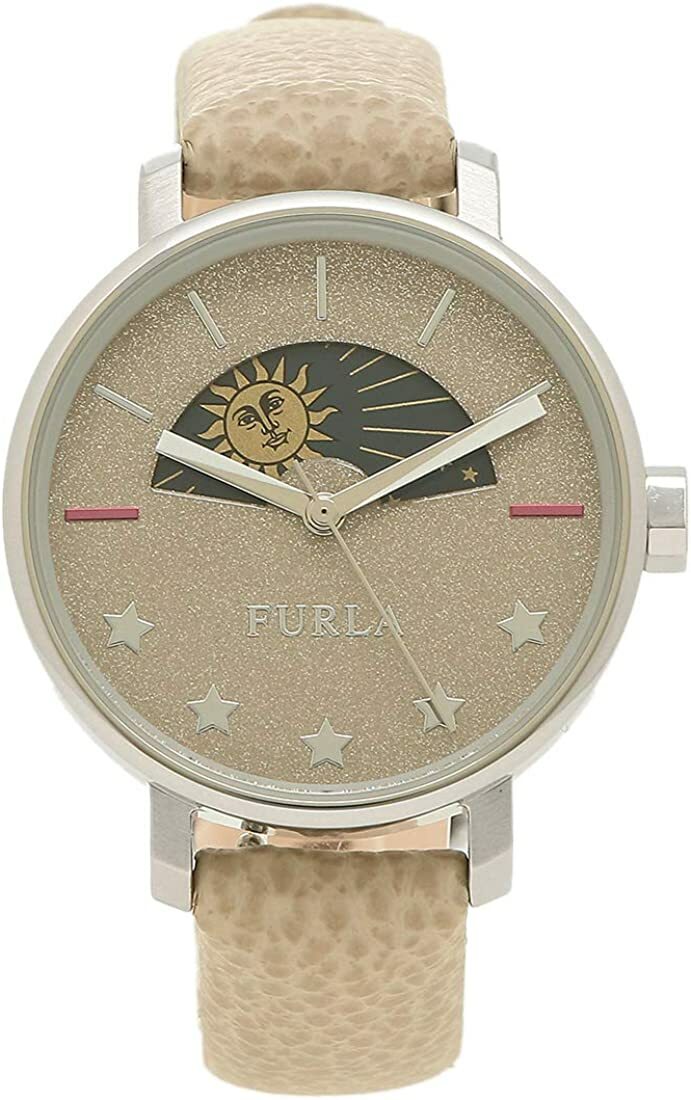 FURLA　腕時計 R4251118508　フルラ　REA 33mm 3H VANIGLIA DIAL BEIGE ST クォーツ グレージュシルバーラメ　グレージュレザーベルト レディース 並行輸入品　プレゼント　記念日　クォーツ