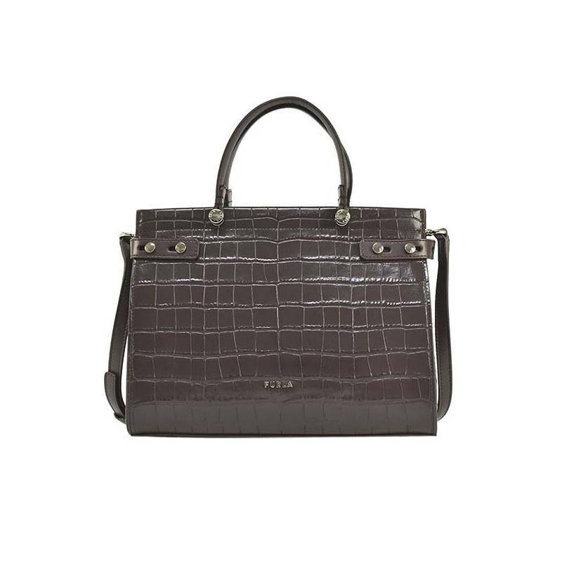 FURLA　ハンドバッグ　BAWC01L-KO0-GAF　フルラ　ショルダーバッグ　LADY M ブラウン ブランドロゴ 型押しレザー 並行輸入品　通勤　通学