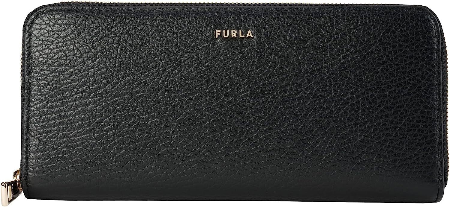 FURLA　長財布　PCX8UNO-HSF000-O6000　フルラ　ジップアラウンド スリム ブラック 黒　NERO ネロ　ブラック　グレインカーフスキン　レザー　ブランドロゴ　 小銭入れ付き　並行輸入品　　通勤　通学