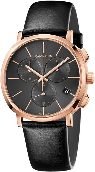 カルバンクライン 腕時計（メンズ） CALVIN KLEIN 腕時計　K8Q376C3　カルバンクライン　Posh(ポッシュ) 40mm　クロノグラフ　メンズ　クオーツ 　ブラックフェイス　ローズゴールドケース　ブラックレザーベルト　 アナログ　スポーティ ビジネス プレゼント　記念日　並行輸入品