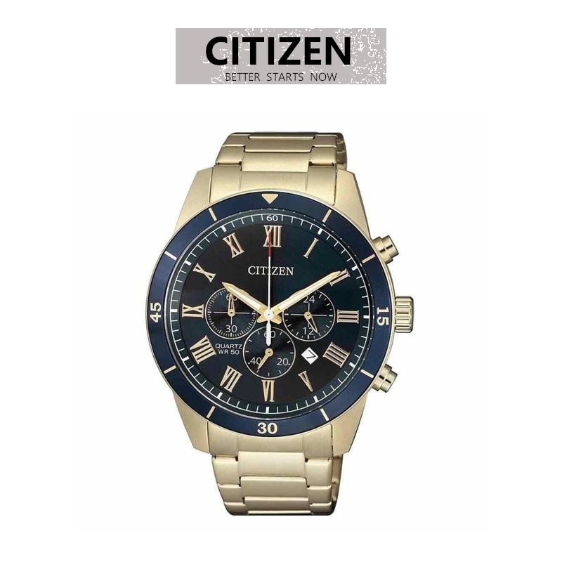 腕時計 メンズ ネイビー ローズゴールド シチズン クォーツ AN8169-58L CITIZEN Standard Analog Rose Gold-Toned Bracelet