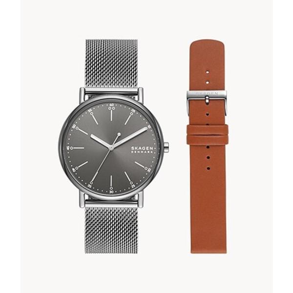 スカーゲン 腕時計（メンズ） スカーゲン 腕時計 メンズ SIGNATUR BOX SET グレー ライトブラウン SKW1155SET SKAGEN