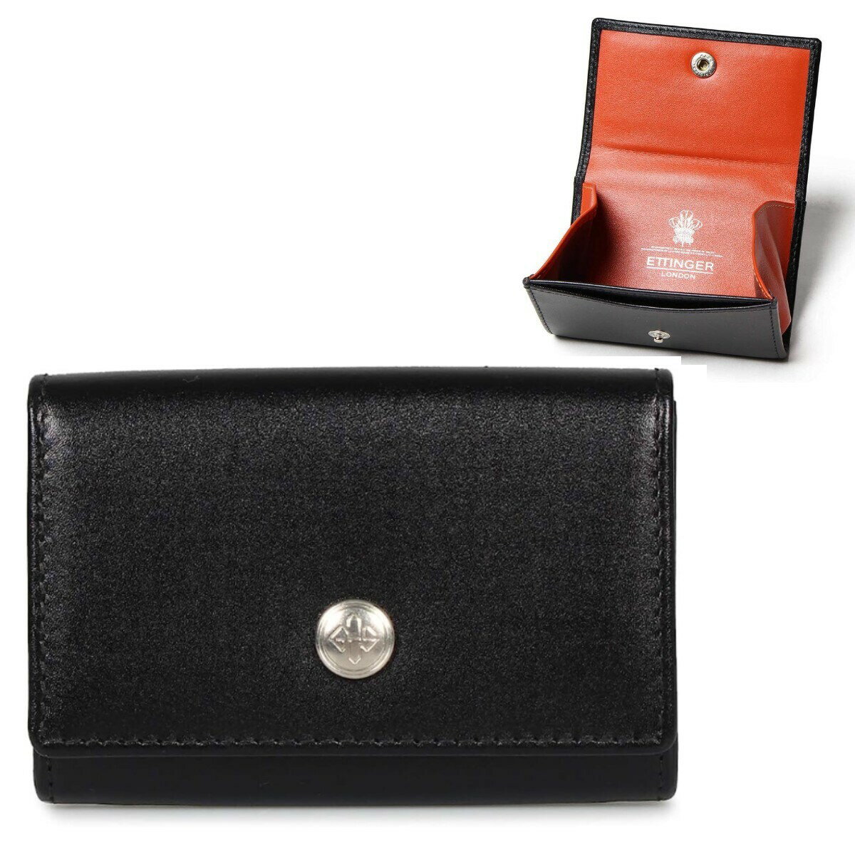 エッティンガー 財布（メンズ） ETTINGER　コインケース ST2034DJR-RD　エッティンガー COIN PURSE WITH CARD POCKET　メンズ ブラック レッド 小銭入れ 並行輸入品　 誕生日 ミニ財布　無地 　プレゼント　記念日　アニバーサリー