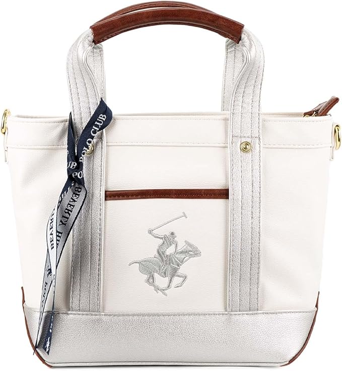 ビバリーヒルズポロクラブ トートバッグ BH2006N-IVGRGR ホワイト グレー レディース メンズ BEVERLY HILLS POLO CLUB 並行輸入品
