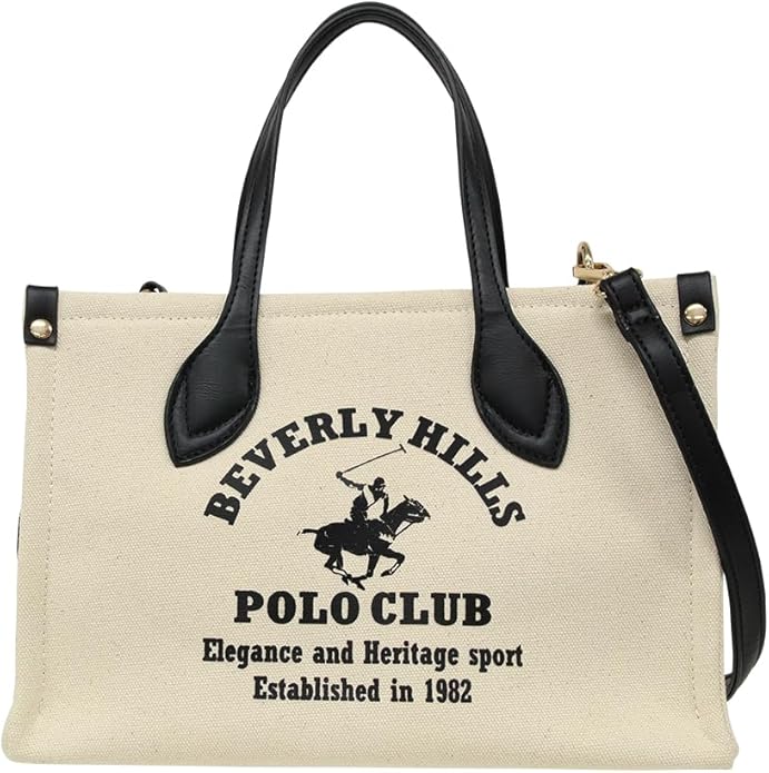 ビバリーヒルズポロクラブ トートバッグ メンズ レディース アイボリー ブラック BH2014N-BK BEVERLY HILLS POLO CLUB