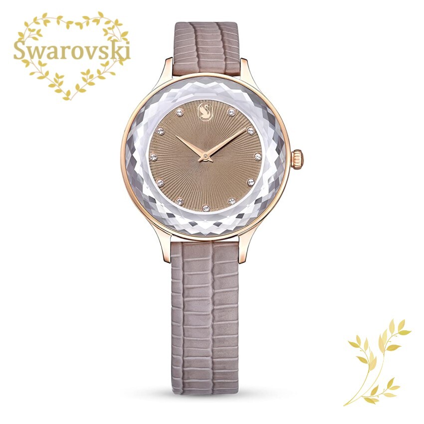 楽天ラプラージュ　楽天市場店SWAROVSKI 腕時計 5649999　スワロフスキー 33 mm　Octea Nova ウォッチ　スイス製, レザーストラップ, ベージュ, ローズゴールドトーン仕上げステンレス 誕生日　アニバーサリー　記念日　並行輸入品