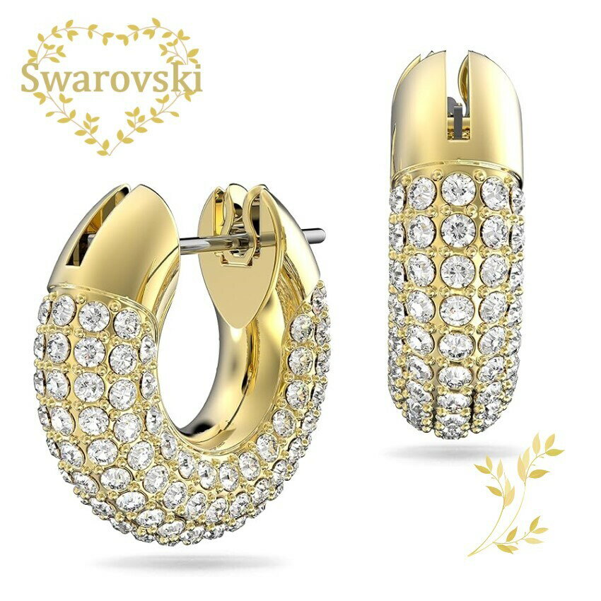 乐天商城 - SWAROVSKI　ピアス　5636530　スワロフスキー　Dextera フープピアス　小, ホワイト, ゴールドトーン・プレーティング　アクセサリー レディース クリスタル　ラグジュアリー　プレゼント　並行輸入品