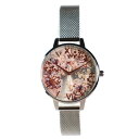 OLIVIA BURTON オリビアバートン OB16VM46 腕時計 アブストラクトフローラル デミダイヤル(34mm) ローズゴールド& シルバー メッシュ レディース 並行輸入品 プレゼント 記念日 クォーツ