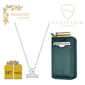 Special set　 SWAROVSKI & VAULTSKIN　スワロフスキー ジュエリー 星座ネックレス 5563895 WHITE てんびん座 　【VAULTSKIN】NOTTING HILL 小銭入れ RFID 磁気防止機能　グリーン