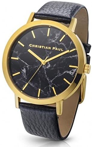 Christian Paul 腕時計 メンズ・レディース ブラック マーブル 43mm MBG4301 ユニセックス BLACK MARBLE シンプル時計 ペアウォッチ 並行輸入品 プレゼント 記念日 クォーツ 防水