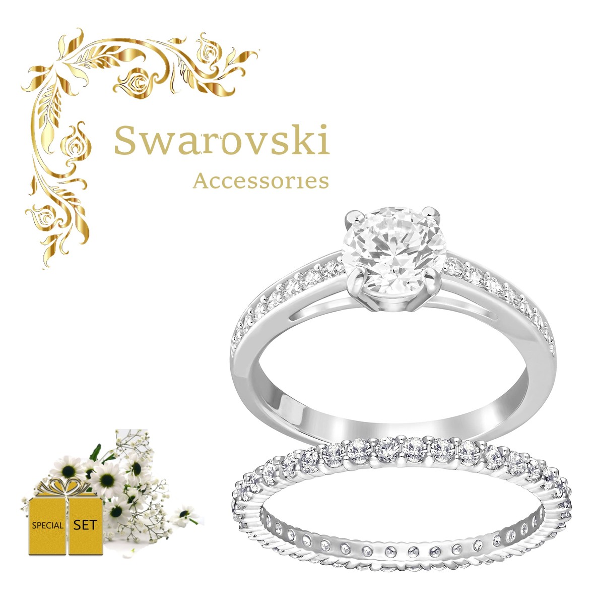 楽天ラプラージュ　楽天市場店スワロフスキーSwarovski　Attract クリスタル リング セット 指輪 5184317 13 - 15号（17.35mm）　クリスタル　プレゼント　誕生日　記念日　アニバーサリー　ラグジュアリー