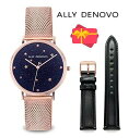 【ALLY DENOVO】 腕時計 AF5017-4 アリーデノヴ STARRY NIGHT BOX 36mm アベンチュリン ブルーストーン Rose Gold / Black メンズ レディース ウォッチ プレゼント 並行輸入品 プレゼント 記念日