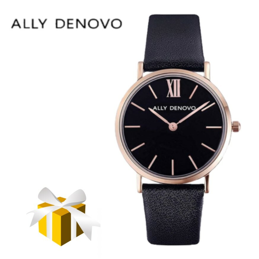 【ALLY DENOVO】 腕時計 AS5001-10 アリーデノヴォMini New Vintage 30mm Rose Gold Black / Black メンズ レディース ウォッチ・プレゼント 並行輸入品 プレゼント 記念日