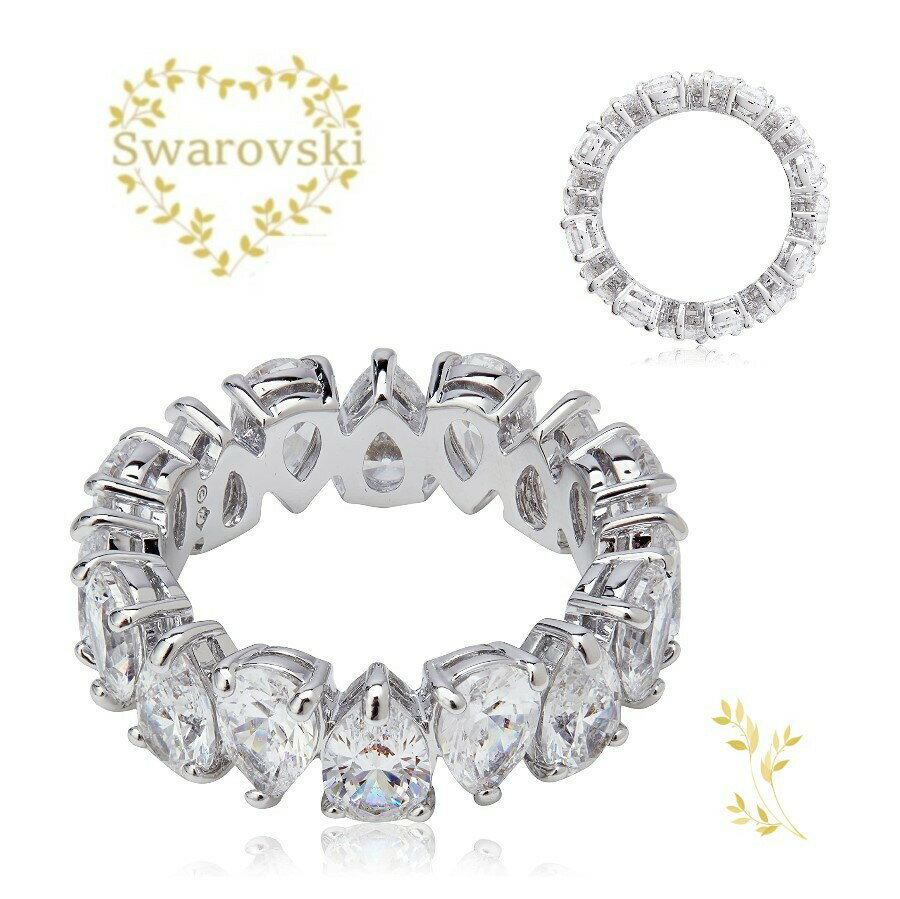 楽天ラプラージュ　楽天市場店Swarovski　5572825　スワロフスキー　Vittore リング　ペアカット, ホワイト, ロジウム・プレーティング　指輪　52サイズ　11 - 12号（16.4mm）　エタニティリング　クリスタル　シルバー　ホワイト　プレゼント 記念日 誕生日 アニバーサリー　並行輸入品