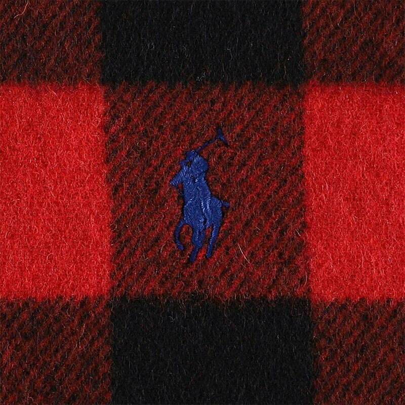 POLO RALPH LAUREN　ストール　PC0441-620　ポロラルフローレン　REVERSIBLE BUFFALO CHECK SCARF　ブラック、レッドチェック　リバーシブル　ワンポイント ブランドロゴ　 ユニセックス カジュアル 　イタリア製　並行輸入品　通勤　通学　プレゼント　防寒