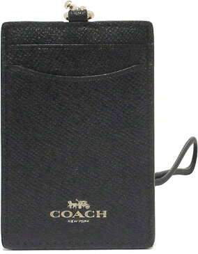 COACH　定期入れ　F57311-IMBLK　コーチ　レザー　 名刺入れ カードケース　パスケース　キーリング付き　無地　レディース メンズ ブラック　ゴールドブランドロゴ　並行輸入品　　通勤　通学　プレゼント