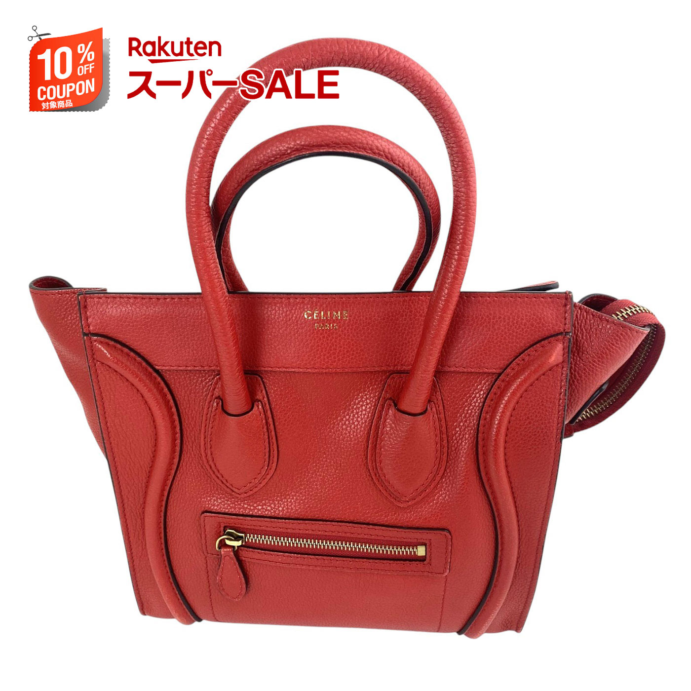 【中古】CELINE / セリーヌ ラゲージマイクロ バッグ レディース レッド 【コンディション：中古A】