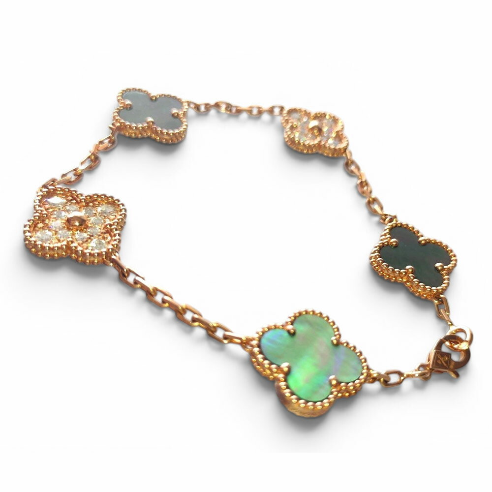 【中古】VanCleef & Arpels/ ヴァンクリーフアーペル ヴィンテージアルハンブラ ブレスレット5モチーフ レディース 18K ローズゴールド 【コンディション：中古A】