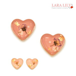 【クーポンで20%OFF】 樹脂ノンホールピアス 樹脂イヤリング 樹脂ピアス 金属アレルギー対応 ドライフラワー アリッサム レースフラワー ハート パール おしゃれ かわいい レディース 春 夏 秋 冬 チタンピアス クリップイヤリング 小ぶり amm
