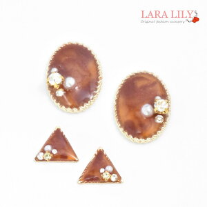 【クーポンで20%OFF】 樹脂イヤリング 樹脂ピアス 樹脂ノンホールピアス べっ甲風 パール ビジュー オーバル トライアングル イヤリング ピアス かわいい おしゃれ レディース 秋 冬 金属アレルギー対応 クリップイヤリング amm