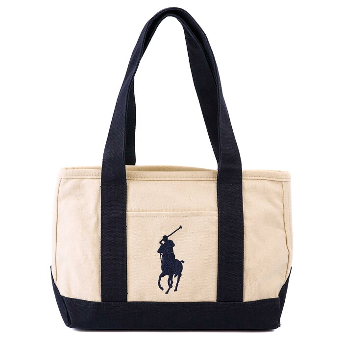 Polo Ralph Lauren ポロ ラルフローレン トートバッグ RAS10150A Medium Tote レディース 女性 鞄 かばん カバン ロゴ刺繍 ミディアムトートバッグ キャンバス ビッグポニー 国内正規品 Natural NAVY ナチュラル×ネイビー 【送料無料】