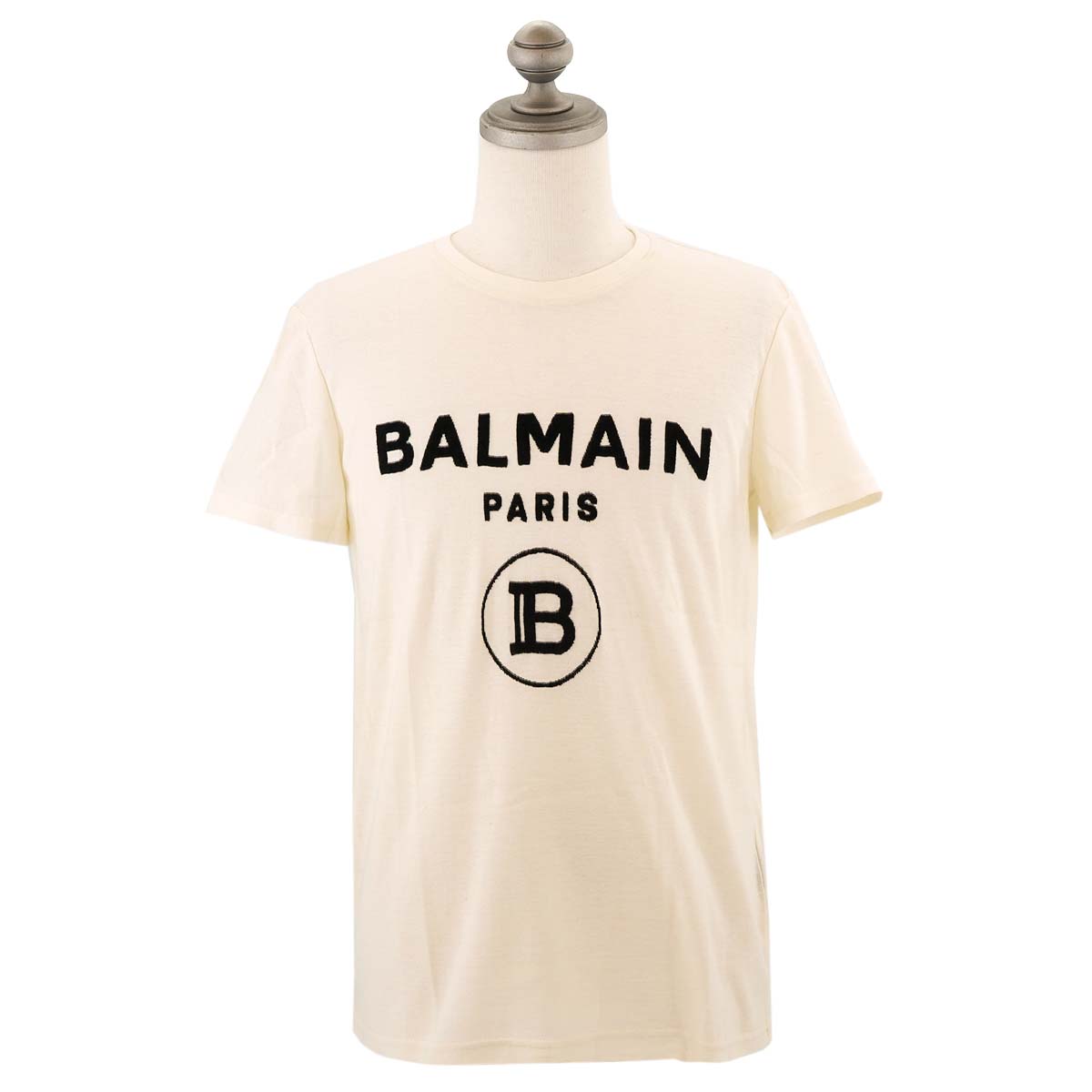 BALMAIN HOMME バルマン オム 半袖Tシャツ TH11601I203 メンズ 男性 半袖クルーネックTシャツ GAB BLANC/NOIR WHITE/BLACK クリーム×ブラック