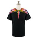 MARCELO BURLON マルセロバーロン 半袖Tシャツ クルーネック CMAA018R21JER002 メンズ 男性 フェザー マルセロブロン 1084 BLACK MULT ブラック×マルチカラー