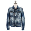 DSQUARED2 ディースクエアード デニムジャケット S74AM1356 S30664 STAPLED MEDIUM STAPLED CLEAN WASH DAN JEAN メンズ 男性 Gジャン ヴィンテージ加工 ダメージ加工 470 BLUE ブルー