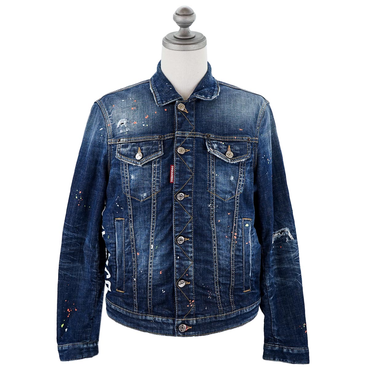 DSQUARED2 ディースクエアード デニムジャケット S74AM1360 S30342 DARK TECHNO SURF WASH DAN JEAN JACKET メンズ 男性 Gジャン ヴィンテージ加工 ダメージ加工 470 BLUE ブルー