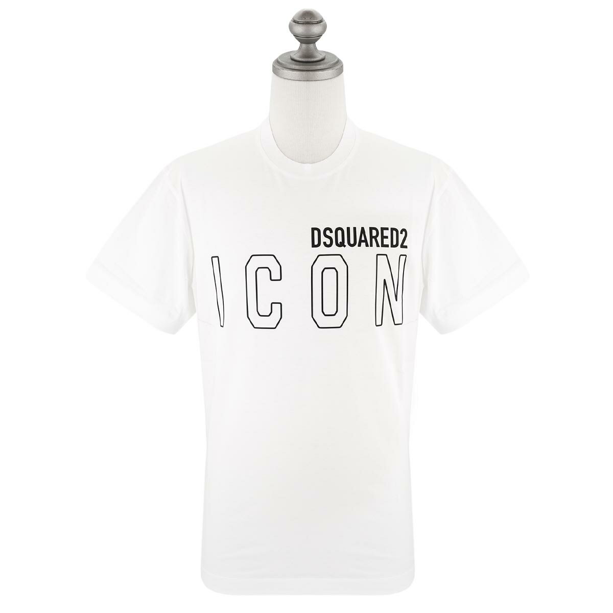 DSQUARED2 ディースクエアード 半袖Tシャツ S79GC0063 S23009 ICON OUTLINE COOL メンズ 男性 989 WHITE/BLACK ホワイト×ブラック