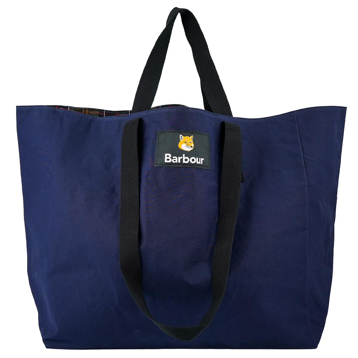 2023年-2024年秋冬新作 BARBOUR×MAISON KITSUNE バブアー×メゾンキツネ トートバッグ UBA0692 X MK REVERSIBLE TOTE BAG メンズ 男性 レディース 女性 ユニセックス 男女兼用 コラボ リバーシブル NY71 DK NAVY ネイビー