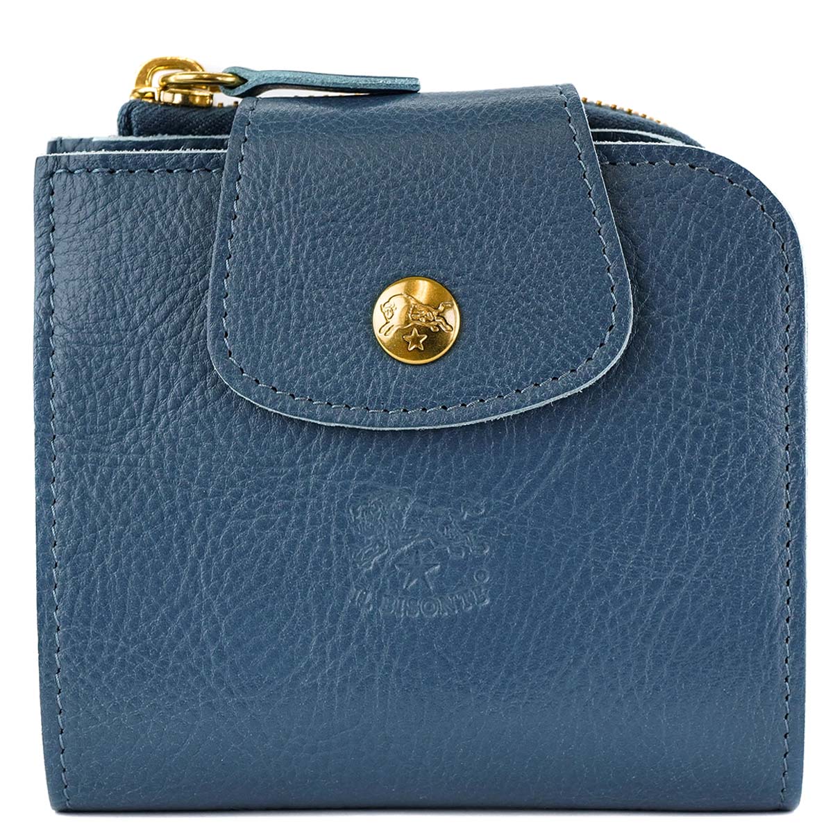 IL BISONTE イルビゾンテ 二つ折り財布 SMW175 PV0001 CLASSIC MEDIUM WALLET レディース 女性 ウォレット コンパクト BL315 BLU DENIM ブルーデニム