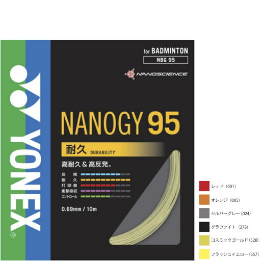 \LINE追加で5%OFFクーポン/【マラソン前半期間P5倍!】NANOGY95 ナノジー95 NBG95 ヨネックス YONEX バドミントン ガット ストリング \LINE追加で5%OFFクーポン/【マラソン前半期間P5倍!】NANOGY95 ナノジー95 NBG95 ヨネックス YONEX バドミントン ガット ストリング