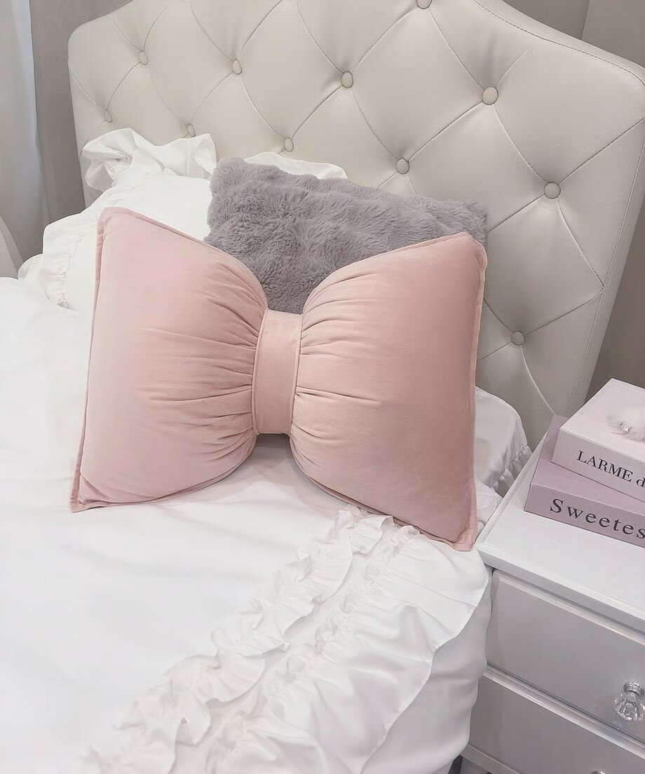【送料無料】ベルベットリボンクッション｜ ラルムドラパン ガーリーインテリア 可愛い ピンク フレン..