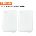 Lazos モバイルバッテリー 5000mAh ホワイト PSE取得済み 2個セット スリム設計 コンパクト 2台同時充電 99g