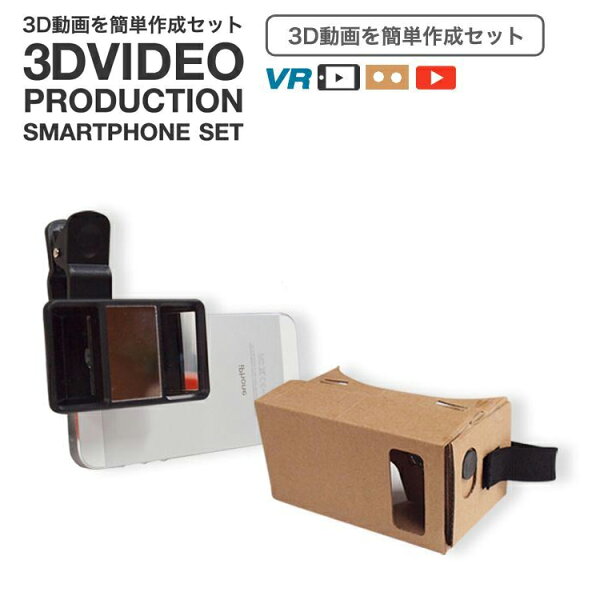 3D動画セットスマートフォン用ヘッドマウントディスプレイ+スマホ用3D撮影レンズ