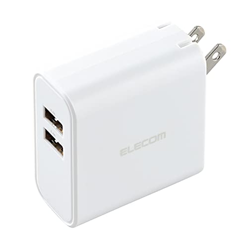 【5/1クーポン配布&ポイントUP】エレコム 充電器 USB コンセント 急速充電器 合計24W 2ポート USB-A 折りたたみ式プラグ 2台同時充電 おまかせ充電対応 iP