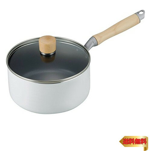 【マラソン最大46倍】和平フレイズ 片手鍋 18cm ガラス蓋付 ホワイト 木柄 IH・ガス対応 ノルディーズ NR-7974