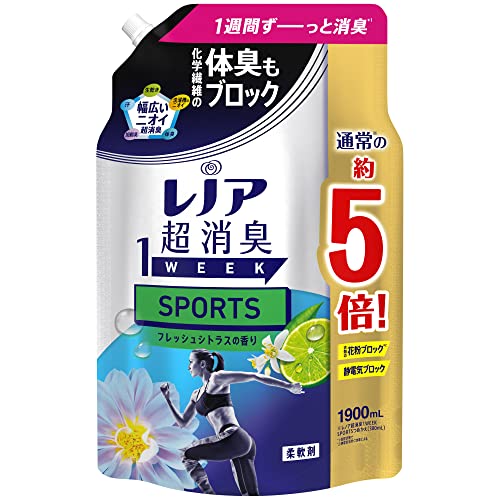 【5/1クーポン配布&ポイントUP】レノア 液体 超消臭1WEEK 柔軟剤 SPORTS フレッシュシトラス 詰め替え 大容量 1900mL