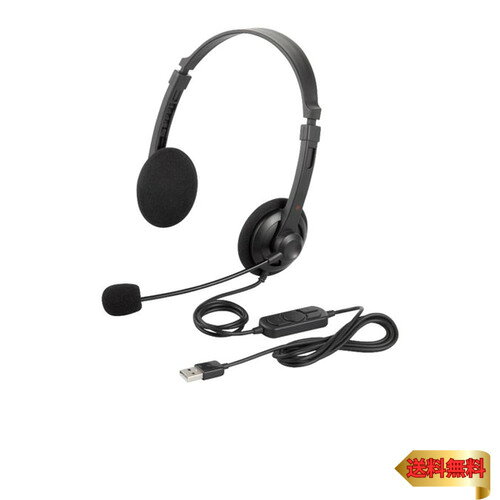 バッファロー BUFFALO 両耳ヘッドバンド式ヘッドセット USB接続 ブラック BSHSUH12BK
