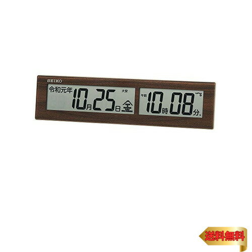 【5/1クーポン配布&ポイントUP】セイコークロック(Seiko Clock) 掛け時計 置き時計兼用 電波 デジタル 元号表示 茶木目模様 SQ441B