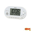 【マラソン最大46倍】セイコークロック(Seiko Clock) 置き時計 白パール 本体サイズ: 8.1×15.9×4.9cm 目覚まし時計 電波 デジタル 温度