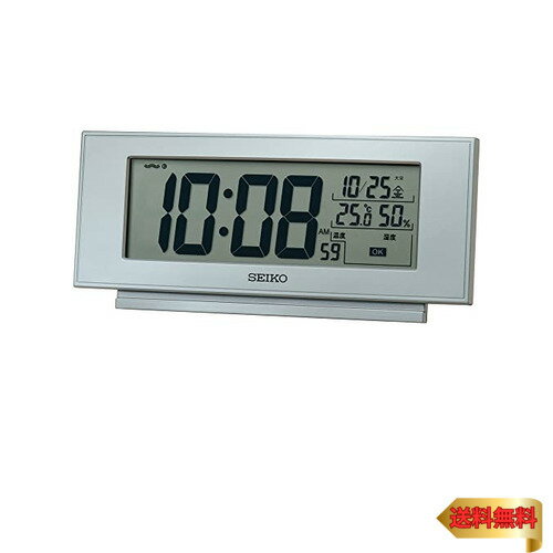 【5/1クーポン配布&ポイントUP】セイコークロック(Seiko Clock) 置き時計 銀色メタリック 本体サイズ: 7.7×17.4×3.8cm 目覚まし時計 電波 デジタル