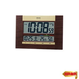 セイコークロック(Seiko Clock) 掛け時計 置き時計兼用 電波 デジタル カレンダー 茶木目 18×26×2.2cm SQ440B