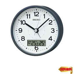 セイコークロック 置き時計 目覚まし時計 温度表示 アナログ 温度表示 カレンダー グレーメタリック塗装 本体サイズ:9.9×9.9×5.6cm
