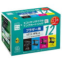 【マラソン最大46倍】エコリカ ブラザー LC12-4PK対応リサイクルインク 4色パック ECI-BR124P/BOX 残量表示対応