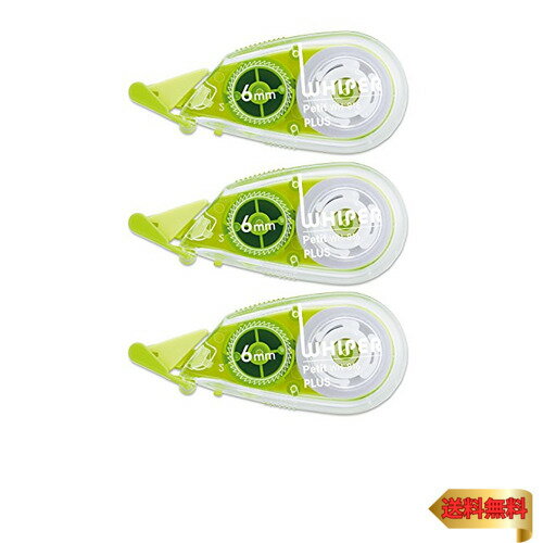 プラス 修正テープ ホワイパープチ 6mm WH-816-3P グリーン 3個パック 49-246