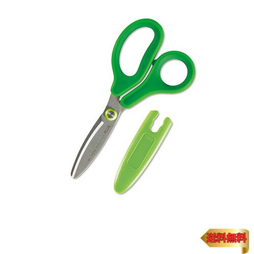 プラス はさみ フィットカットカーブ Jr ジュニア こども用 フッ素コート 粘着テープ のり ベタつかない SC-145MF グリーン 34-