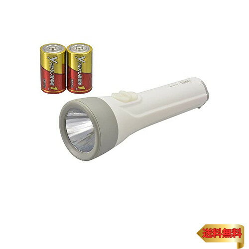 オーム電機 LED懐中ライト 懐中電灯 常備灯 単1形乾電池×2本付き 110ルーメン LHP-1211C7 08-0924 OHM